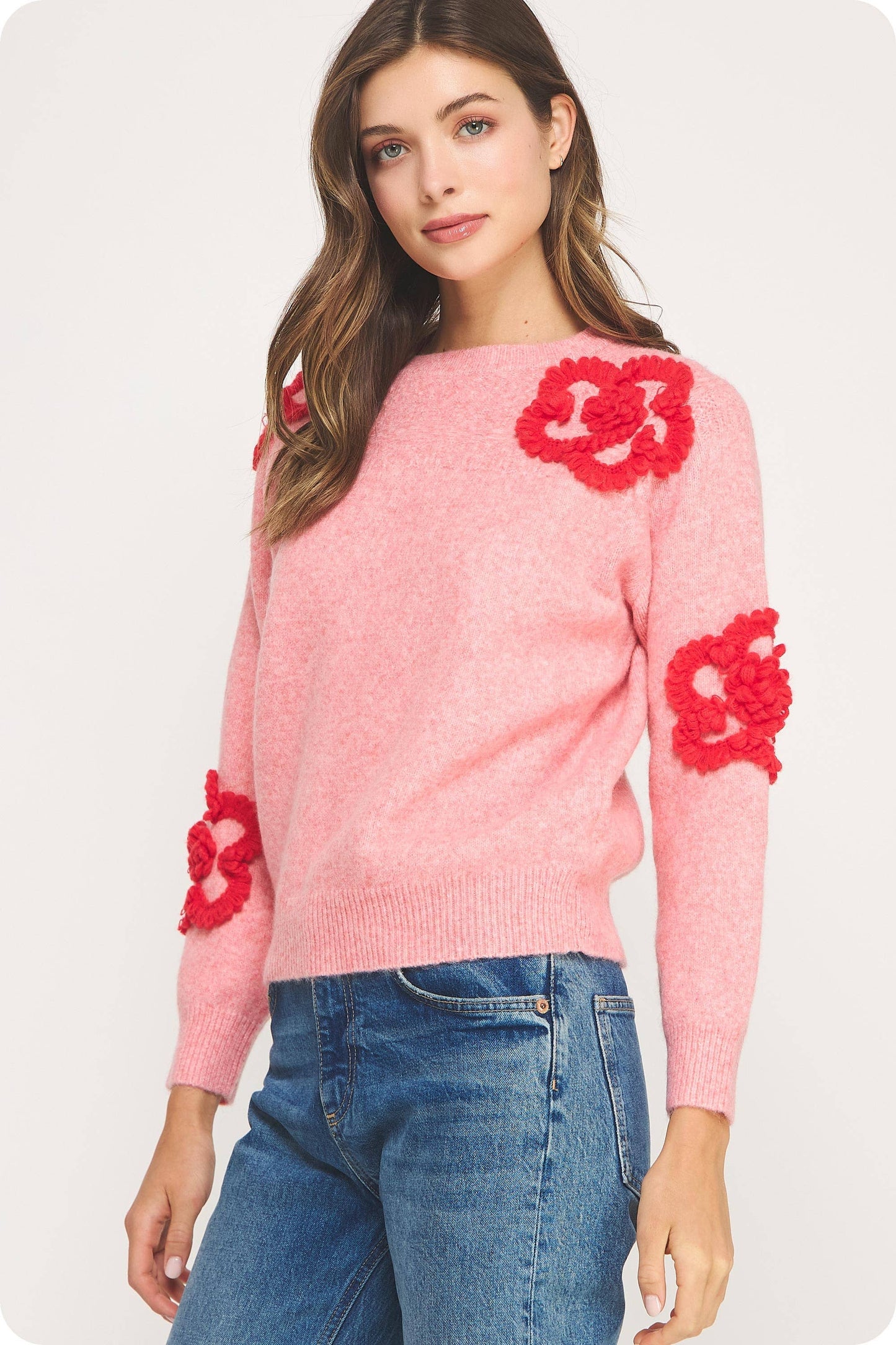 Floral Knit Sweater Top