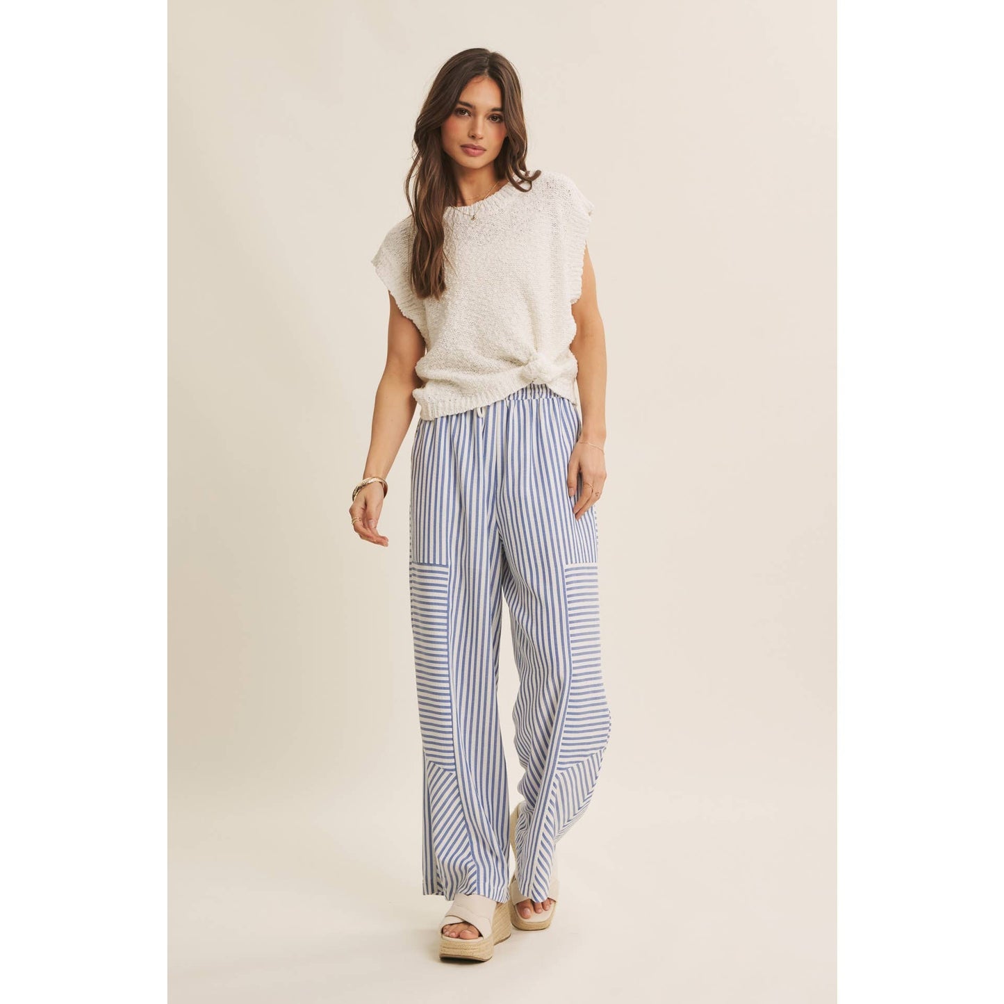 Striped wide leg pants