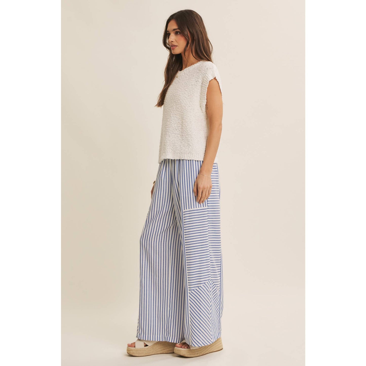 Striped wide leg pants