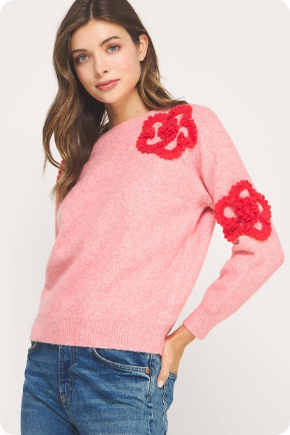 Floral Knit Sweater Top