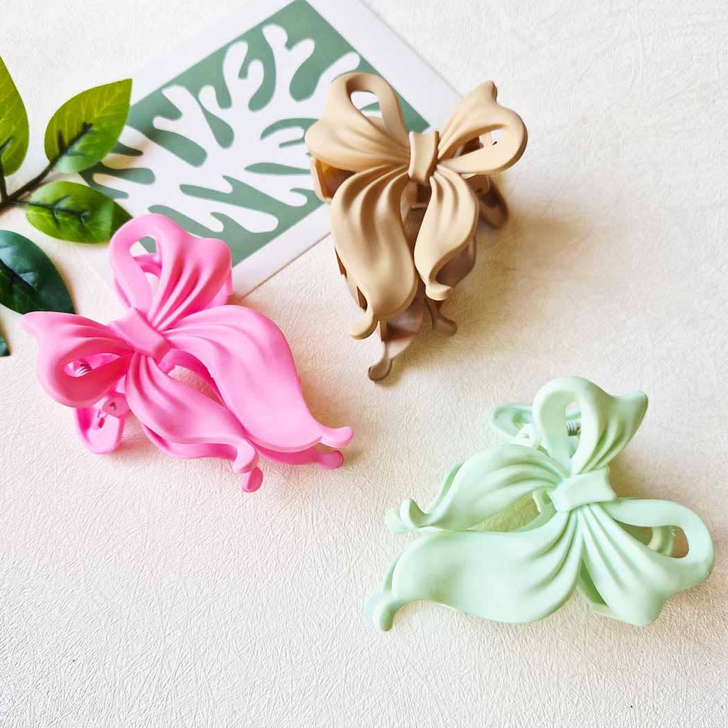 Matte Colors of Bow Shaped Hair Claw Clip