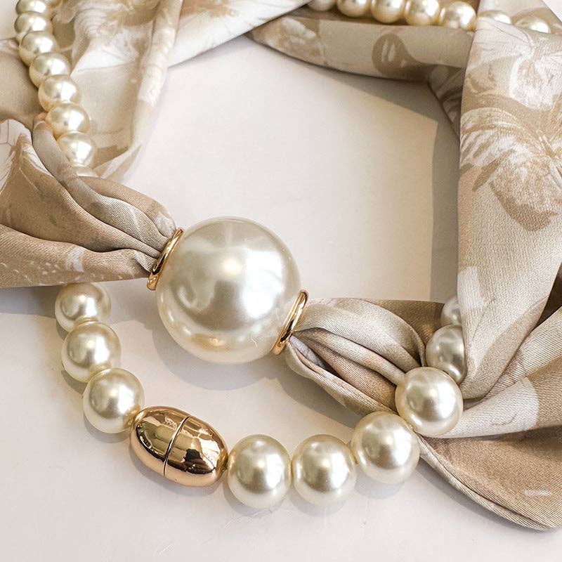 Magnetic Clasp Pearl Necklace Scarf