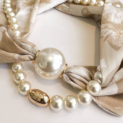 Magnetic Clasp Pearl Necklace Scarf
