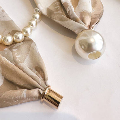 Magnetic Clasp Pearl Necklace Scarf