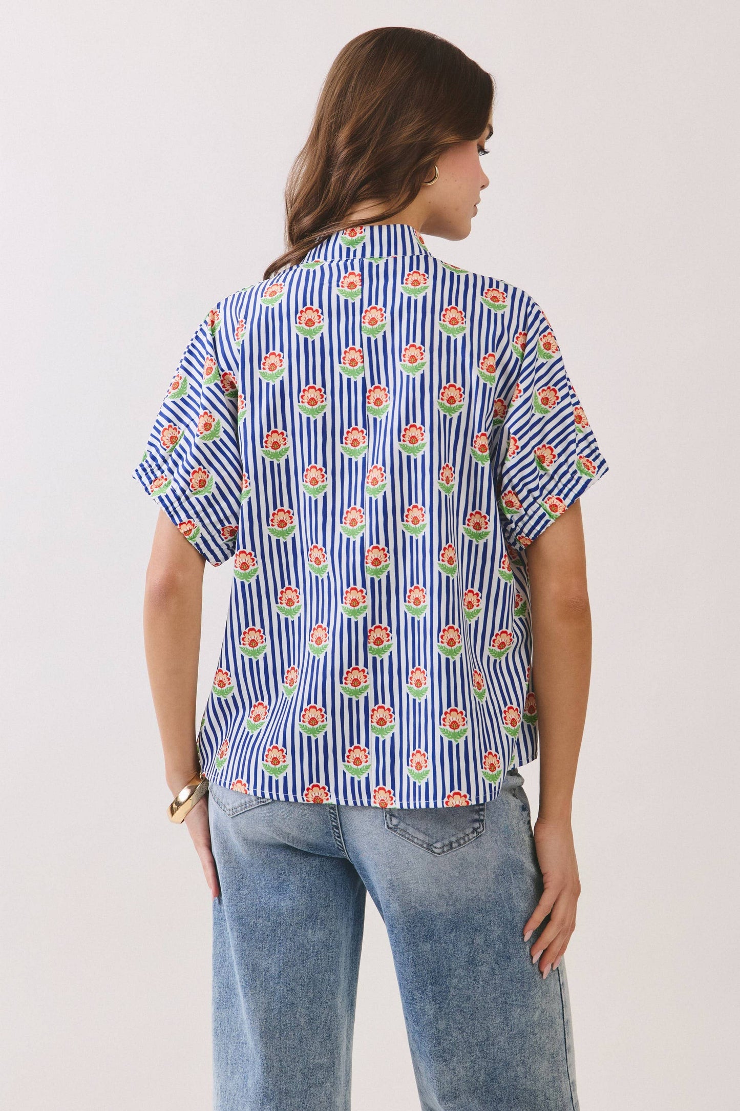 Floral Stripe Print Blouse