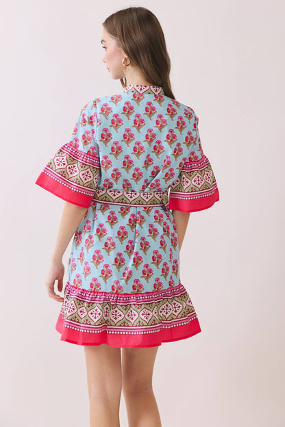 Printed Belted Mini Dress