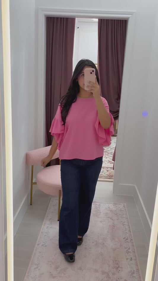 Paula pink ruffle sleeve top