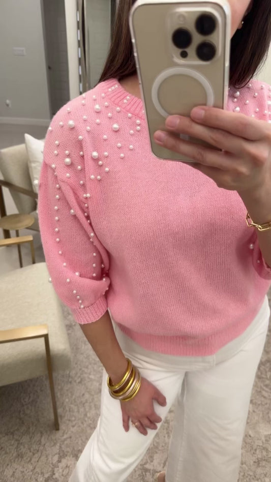 PEARL BEADED SWEATER